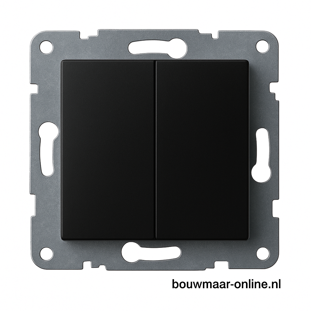 Visage Simple Dubbele Schakelaar – Mat Zwart, Inbouw, Zonder Afdekplaat, 16A