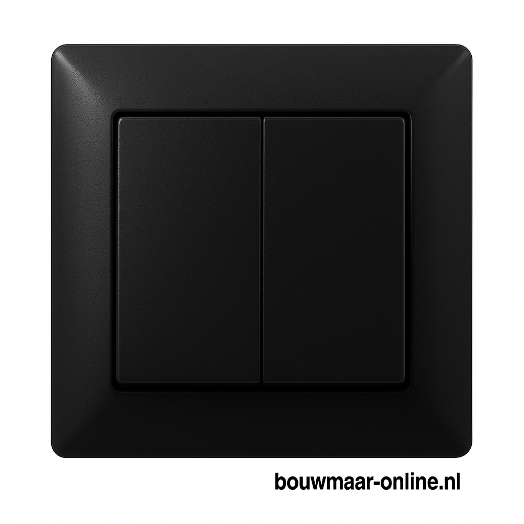 Visage Simple Dubbele Schakelaar – Zwart, Inbouw, Compleet, 16A