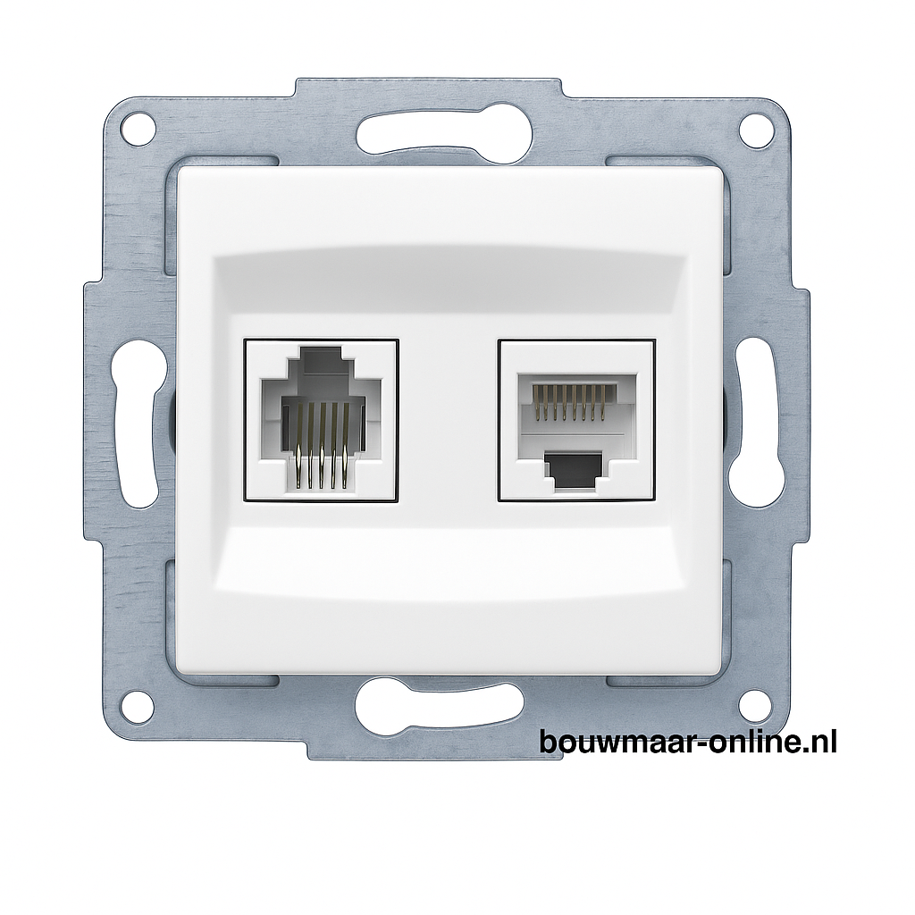 Visage Simple Telefoon/Internet Cat6 Inbouw Aansluiting – Wit, Zonder Afdekraam, Compleet