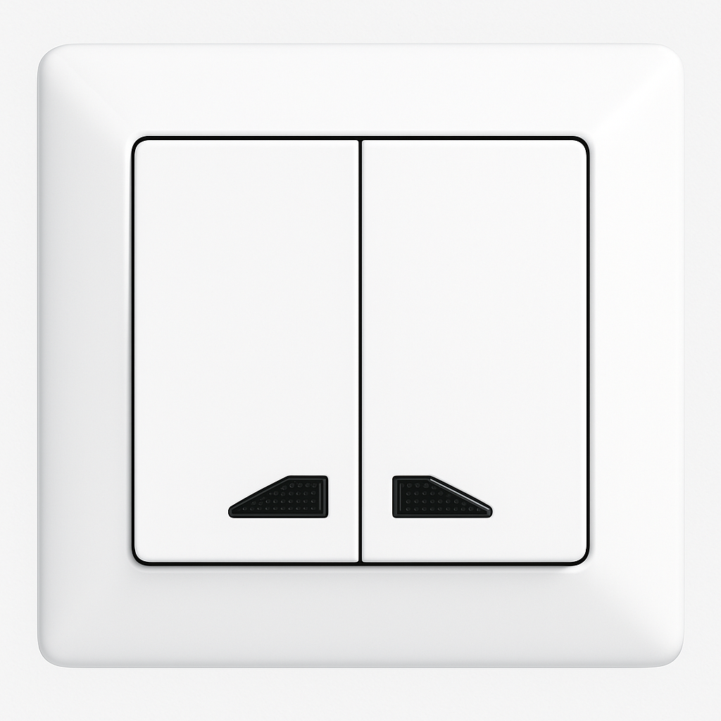 Visage Simple Dubbel Pol Schakelaar met LED – Wit, Inbouw, Compleet, 16A